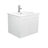 Fienza 600mm Rotondo Top With Mila Wall Hung Cabinet - Satin White